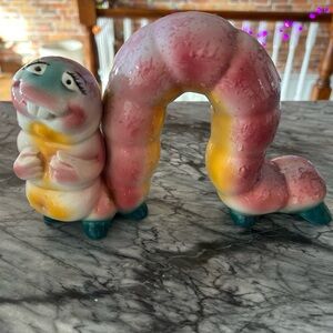 Vintage Colorful Ceramic Caterpillar Figurine